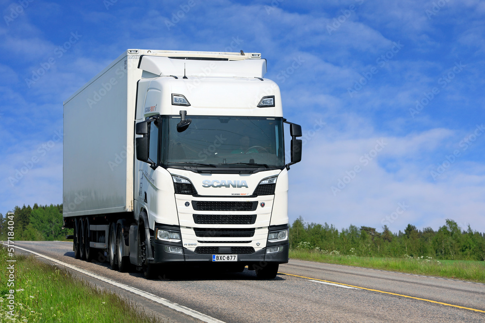 White Scania Truck